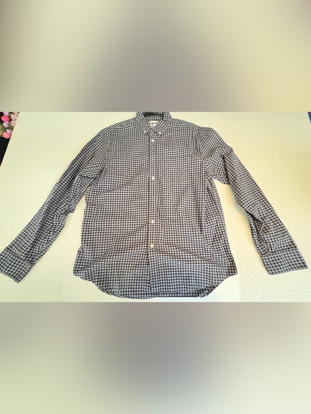 Old Navy Navy and White Gingham Button-Down Shirt